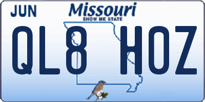MO license plate QL8H0Z