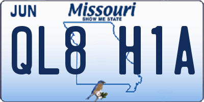 MO license plate QL8H1A