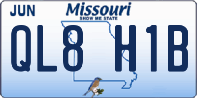 MO license plate QL8H1B
