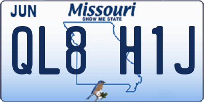 MO license plate QL8H1J