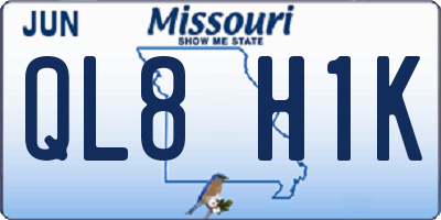 MO license plate QL8H1K