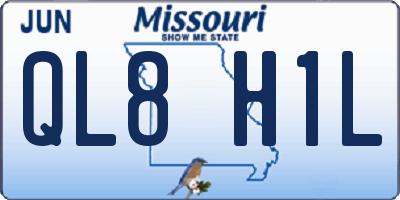MO license plate QL8H1L