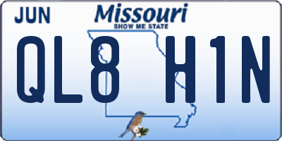 MO license plate QL8H1N