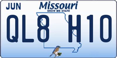 MO license plate QL8H1O