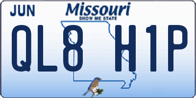 MO license plate QL8H1P