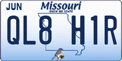 MO license plate QL8H1R