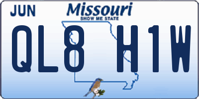 MO license plate QL8H1W