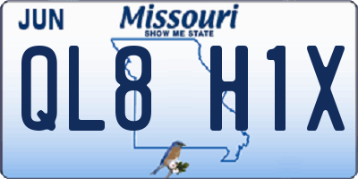 MO license plate QL8H1X