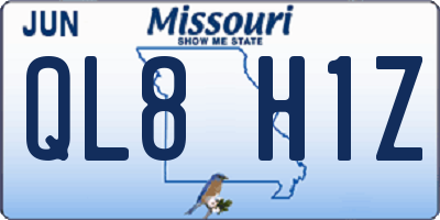 MO license plate QL8H1Z