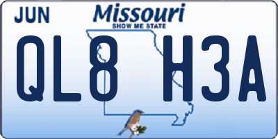 MO license plate QL8H3A