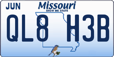 MO license plate QL8H3B
