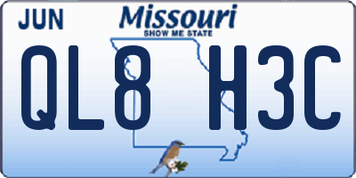 MO license plate QL8H3C