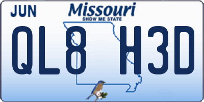 MO license plate QL8H3D