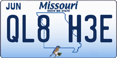 MO license plate QL8H3E