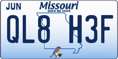 MO license plate QL8H3F