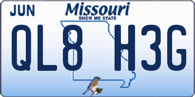 MO license plate QL8H3G