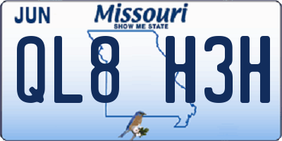 MO license plate QL8H3H