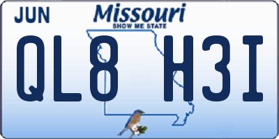 MO license plate QL8H3I