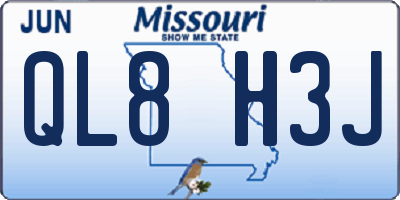 MO license plate QL8H3J
