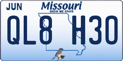 MO license plate QL8H3O