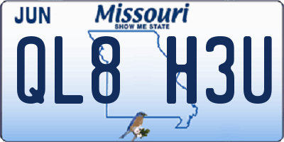 MO license plate QL8H3U