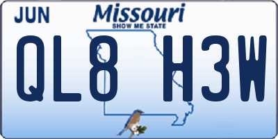 MO license plate QL8H3W