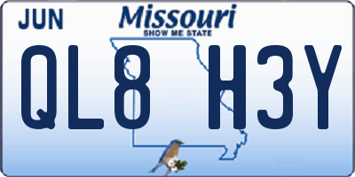 MO license plate QL8H3Y