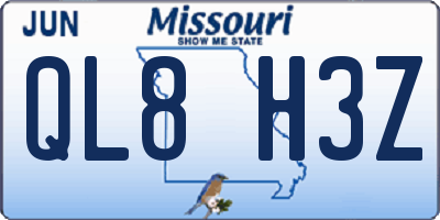 MO license plate QL8H3Z