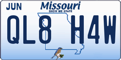 MO license plate QL8H4W