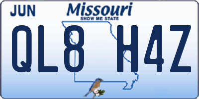 MO license plate QL8H4Z