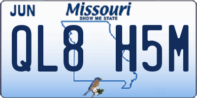 MO license plate QL8H5M
