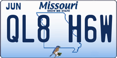 MO license plate QL8H6W