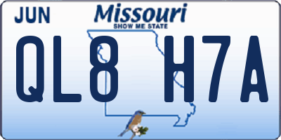 MO license plate QL8H7A