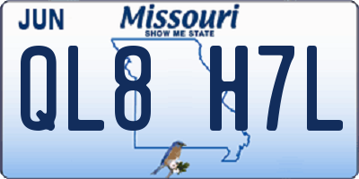 MO license plate QL8H7L