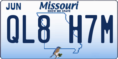 MO license plate QL8H7M