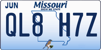 MO license plate QL8H7Z