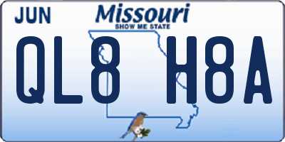 MO license plate QL8H8A