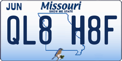 MO license plate QL8H8F