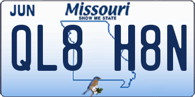 MO license plate QL8H8N