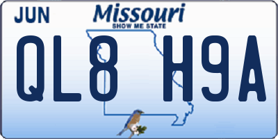 MO license plate QL8H9A