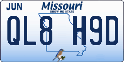 MO license plate QL8H9D
