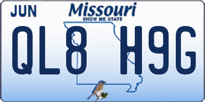 MO license plate QL8H9G