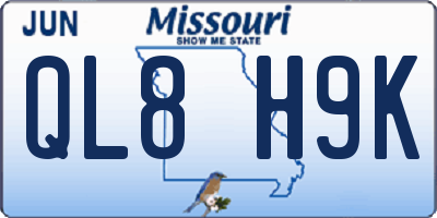 MO license plate QL8H9K