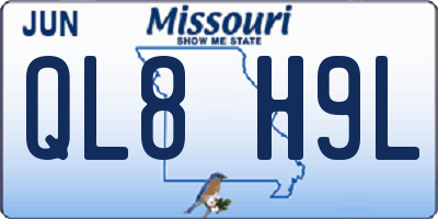 MO license plate QL8H9L