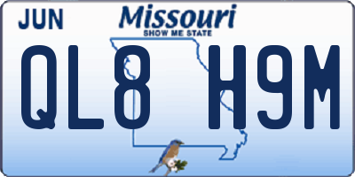 MO license plate QL8H9M