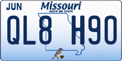 MO license plate QL8H9O