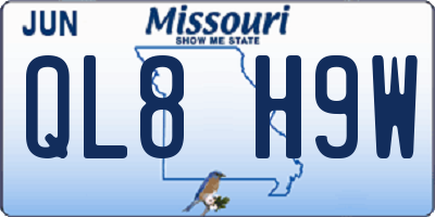 MO license plate QL8H9W
