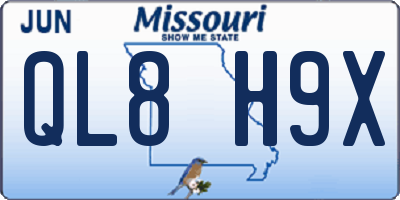 MO license plate QL8H9X