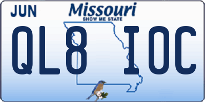 MO license plate QL8I0C