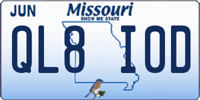 MO license plate QL8I0D